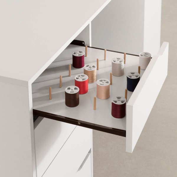 South Shore Crea Pure White Sewing Craft Table w/ Wheels
