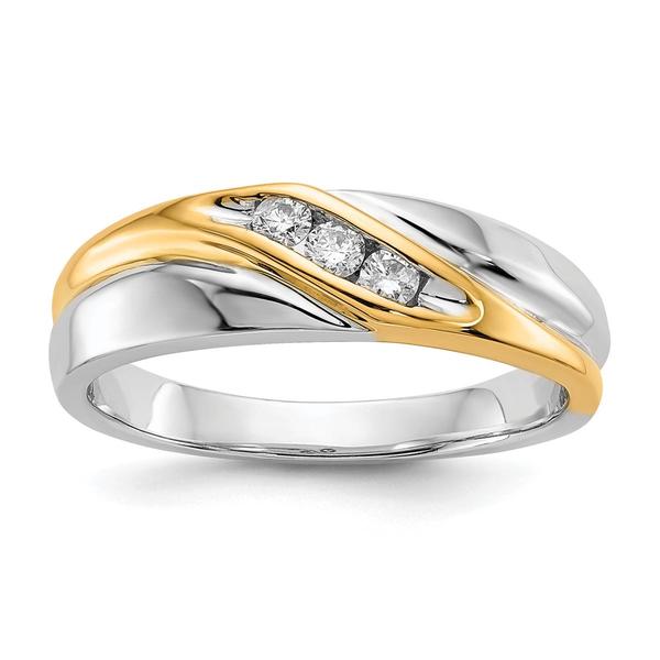 Mens Gentlemens Classics(tm) 14kt. Two Tone 1/6ctw. Diamond Ring - image 
