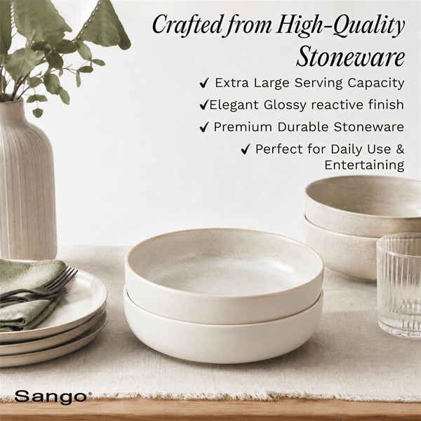 Sango Anderson Cream 10in. Large Ceramic Serving Bowl - Set of 2