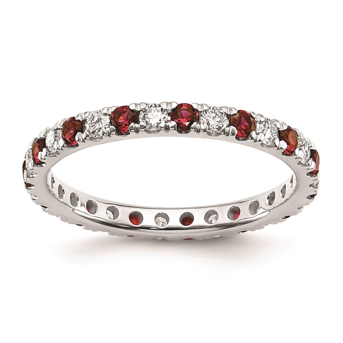 Pure Fire 14kt. White Gold Lab Created Ruby Eternity Band