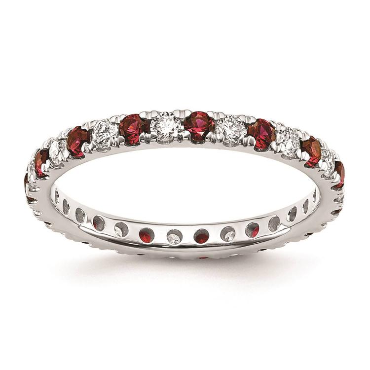 Pure Fire 14kt. White Gold Lab Created Ruby Eternity Band