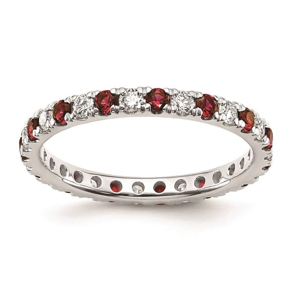 Pure Fire 14kt. White Gold Lab Created Ruby Eternity Band - image 