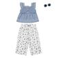 Toddler Girl Little Lass&#40;R&#41; Eyelet Peplum Top & Floral Pants Set - image 1