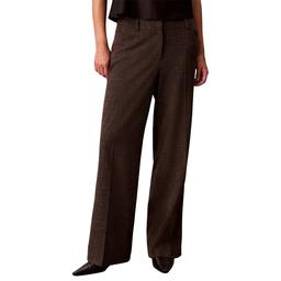 Womens Calvin Klein Fly Front Crosshatch Windowpane Wide Leg