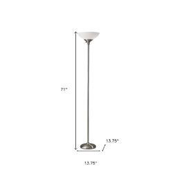 HomeRoots 71in. Silver Torchiere Floor Lamp With Bowl Shade