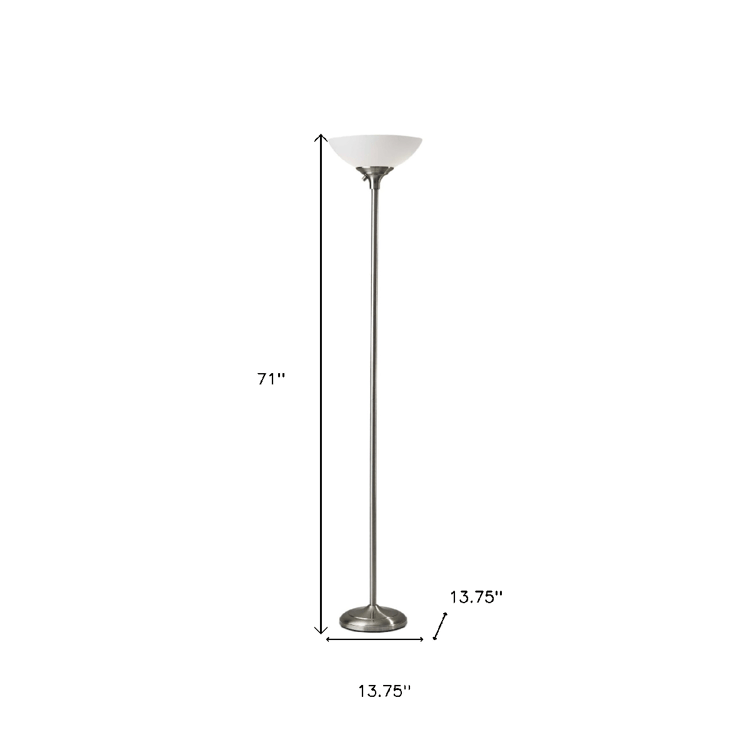 HomeRoots 71in. Silver Torchiere Floor Lamp With Bowl Shade