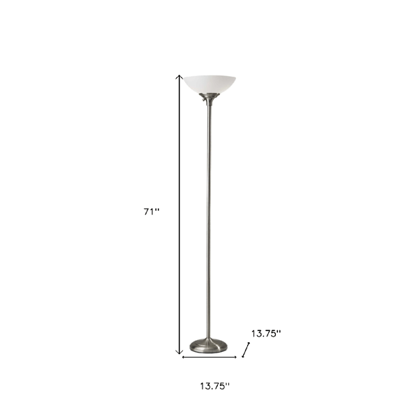 HomeRoots 71in. Silver Torchiere Floor Lamp With Bowl Shade