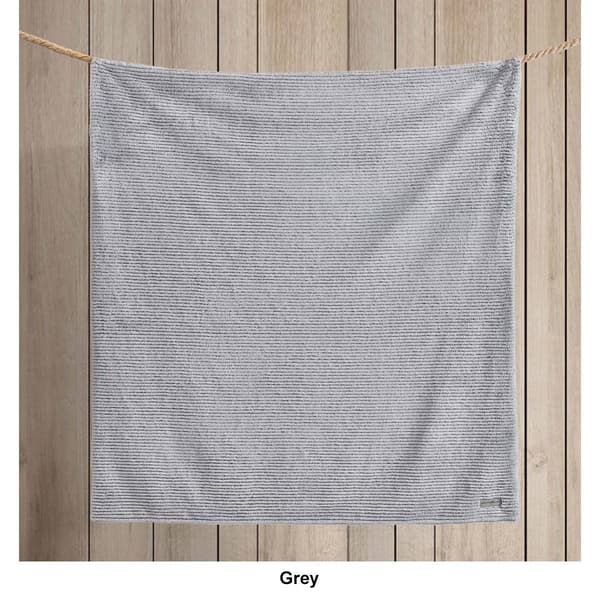 Eddie Bauer Ribbed Texture Stripe Solid Fleece Reversible Throw