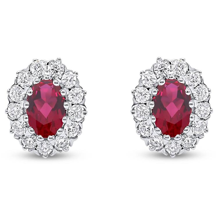 Nova Star® Lab-Grown Ruby & 1/2ctw. Lab-Grown Diamond Earrings