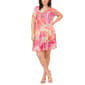 Plus Size MSK Short Sleeve Floral Pleated Bottom A-Line Dress - image 3