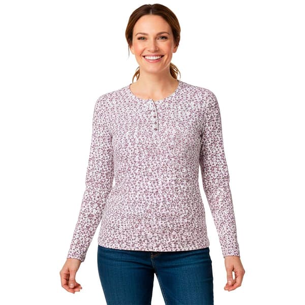 Petite Hasting & Smith Long Sleeve Ditsy Floral Henley Tee