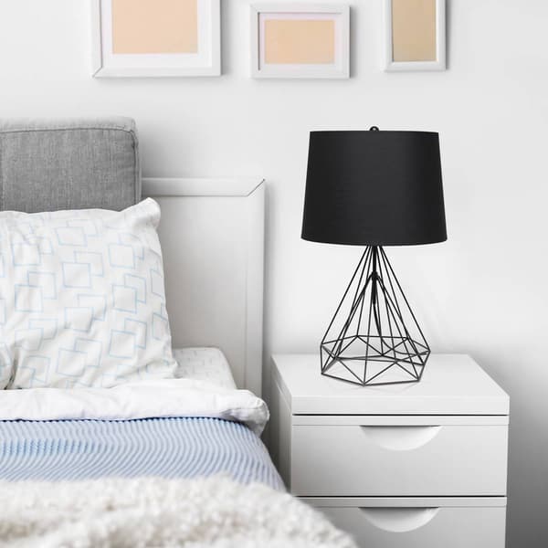 Lalia Home Studio Loft Geometric Wired Table Lamp w/Fabric Shade