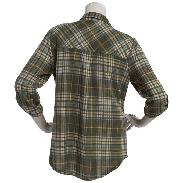 Womens Emily Daniels Plaid Roll Tab Flannel Blouse