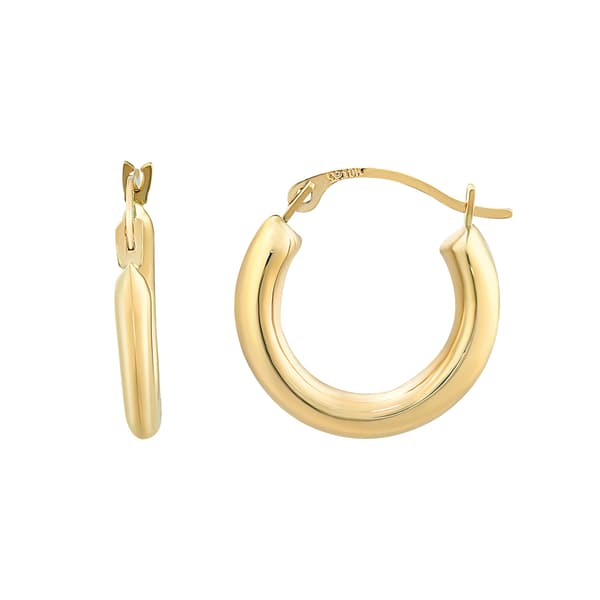 2x15mm 10kt. Gold Polished Hoop Earrings - image 