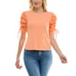 Womens Nicole Miller Shirred Poplin Sleeve Solid Cherie Rib Top - image 1