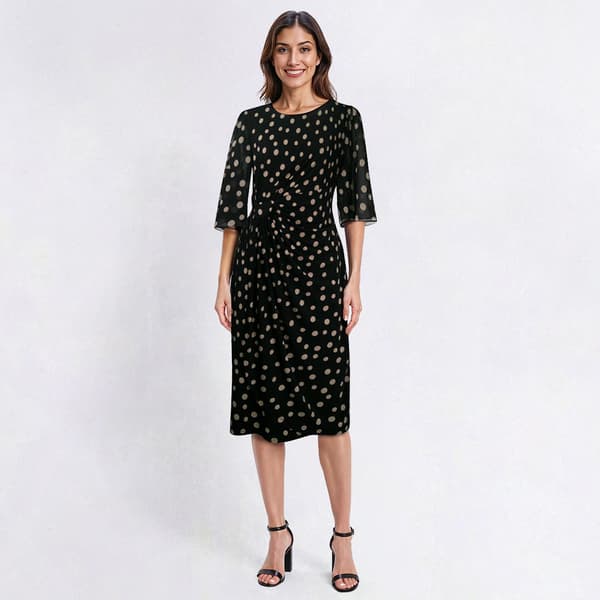 Womens Connected Apparel Elbow Sheer Sleeve Dot Sheath Dress - image 
