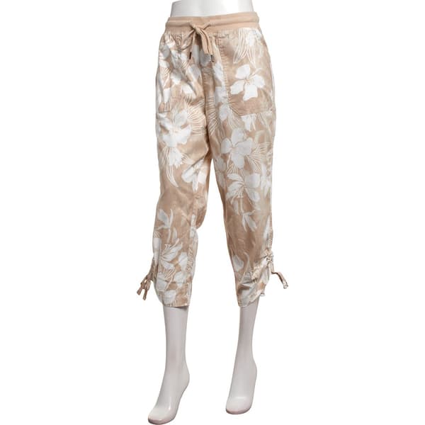 Womens da-sh Drawstring Waistband Side Tie Tropical Capris