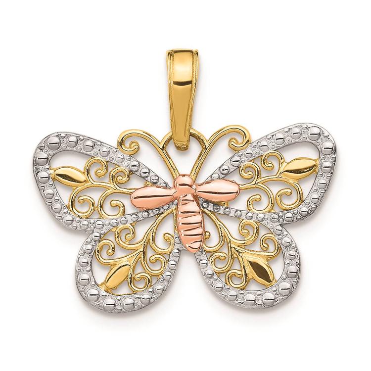 Gold Classics(tm) 14kt. Two-Tone Butterfly Pendant