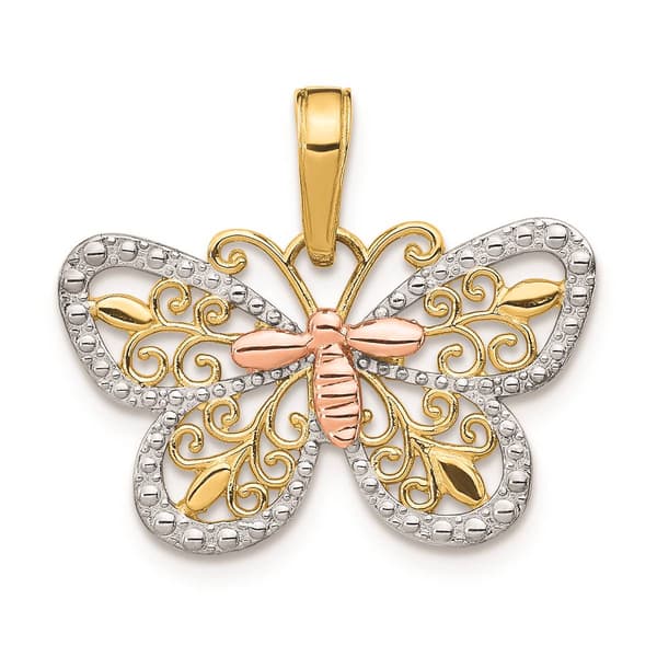 Gold Classics&#40;tm&#41; 14kt. Two-Tone Butterfly Pendant - image 