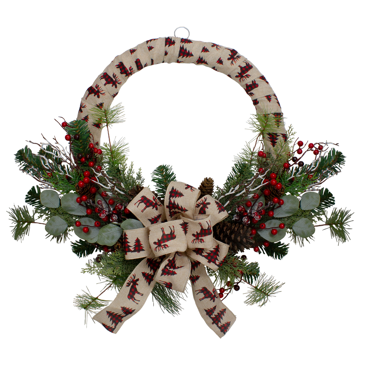 Northlight Winter Foliage & Berries Burlap Christmas Wreath