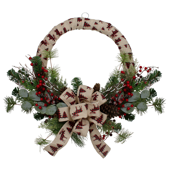 Northlight Winter Foliage & Berries Burlap Christmas Wreath