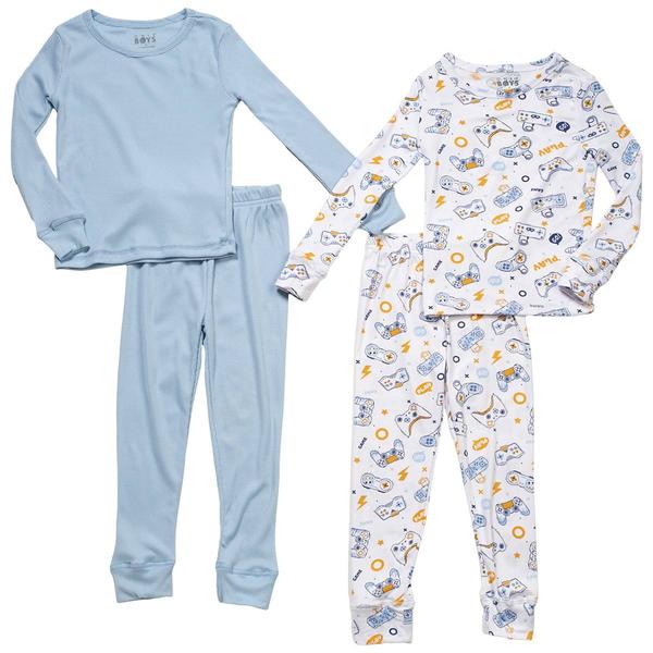 Boys (4-10) Only Boys(R) Just Chill Yummy 4pc Pj set - White/Blue - image 