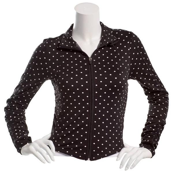Juniors No Comment Polka Dot Fleece Zip Up Jacket - image 