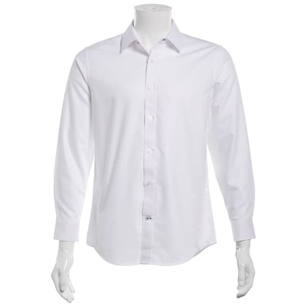 Mens Tom Baine Slim Fit Bamboo Jacquard Dress Shirt - White
