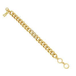 Steve Madden Gold-Tone Curb Chain Link Pave Bracelet