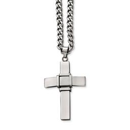 Mens Gentlemen's Classics(tm) Polished & Brushed Cross Necklace