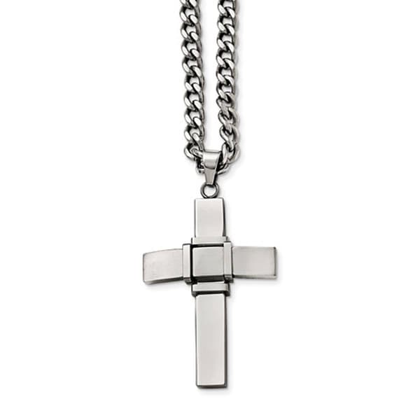 Mens Gentlemen's Classics&#40;tm&#41; Polished & Brushed Cross Necklace - image 