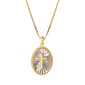 Sterling Silver Cross Starburst Oval Pendant Necklace - image 1