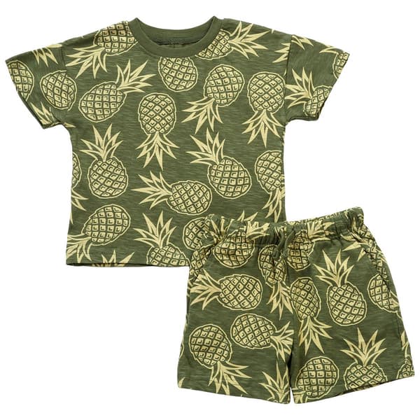 Toddler Boy Stitch & Stone Short Sleeve Pineapple Shorts Set - image 