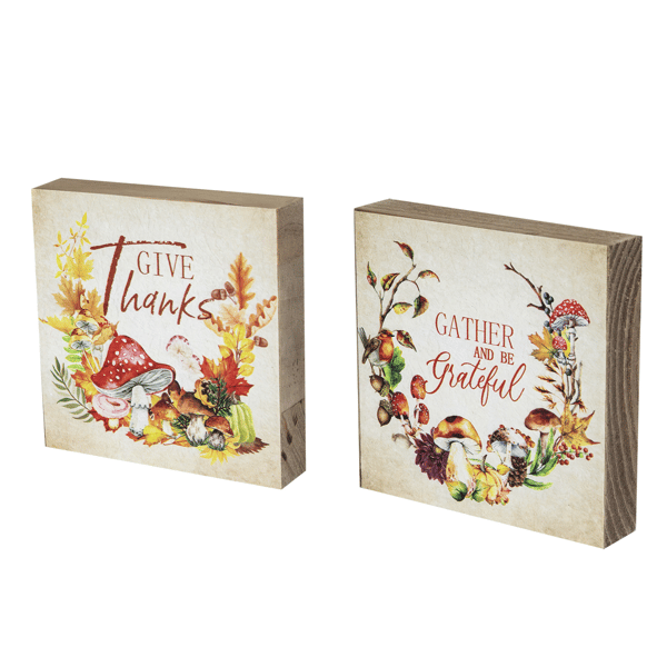 Northlight Give Thanks & Be Grateful Fall Harvest Sign - Set of 2
