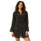 Womens Anne Cole Solid Bell Sleeve Crochet Trim Cover Up - image 1