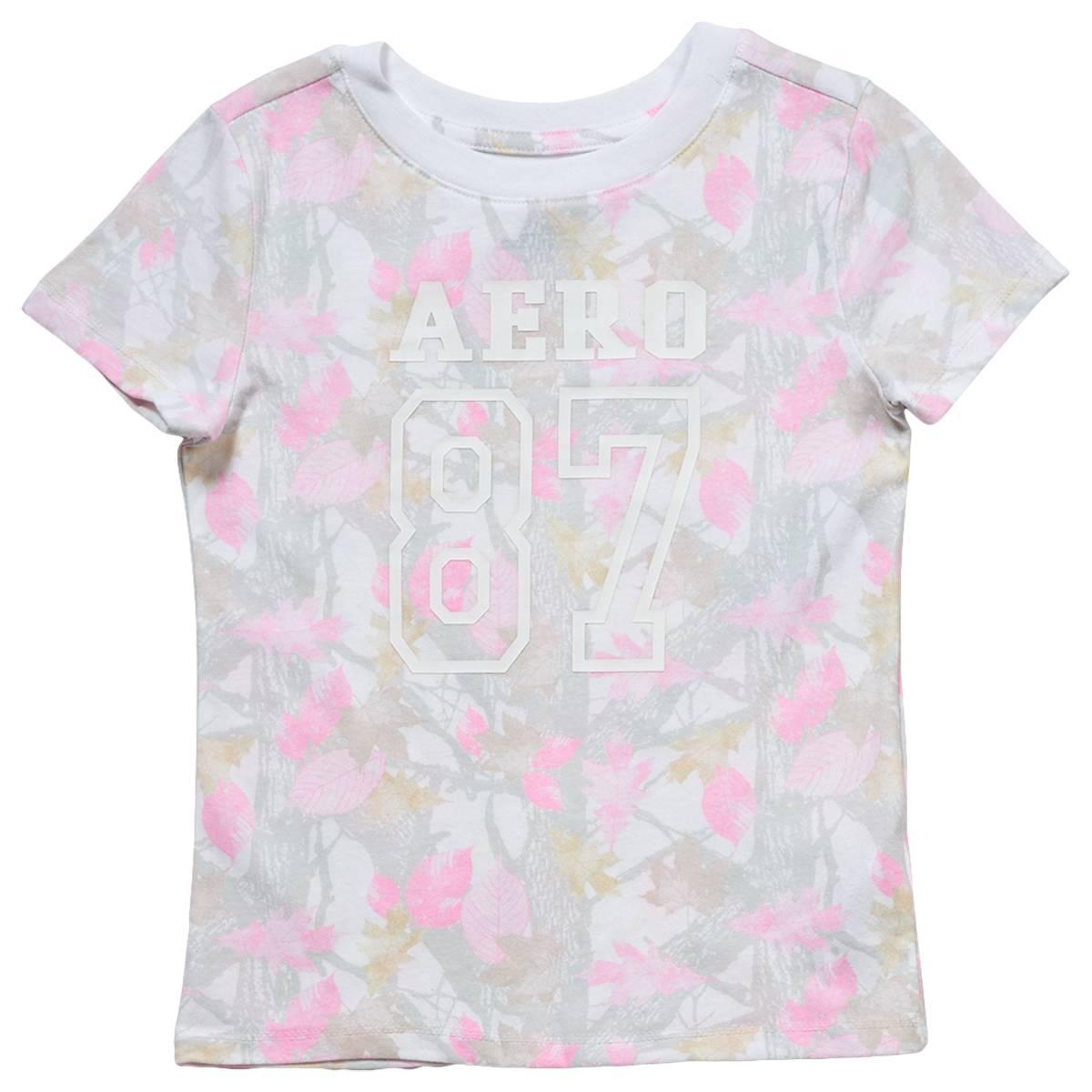 Girls (7-16) Aeropostale Short Sleeve Camo Leaf Logo Tee