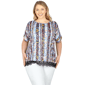 Women''s Ruby Rd. Larky Lark Lace T-Shirt Top In Joyful Stripes - image 1