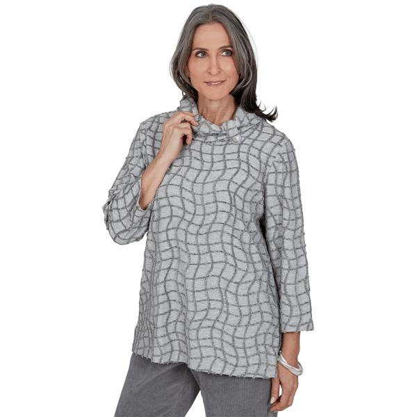 Petite Alfred Dunner Vail Feather Yarn Cowl Neck Blouse