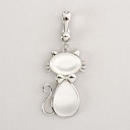 Wearable Art Silver-Tone & White Catseye Cat Shape Enhancer