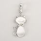 Wearable Art Silver-Tone & White Catseye Cat Shape Enhancer - image 1