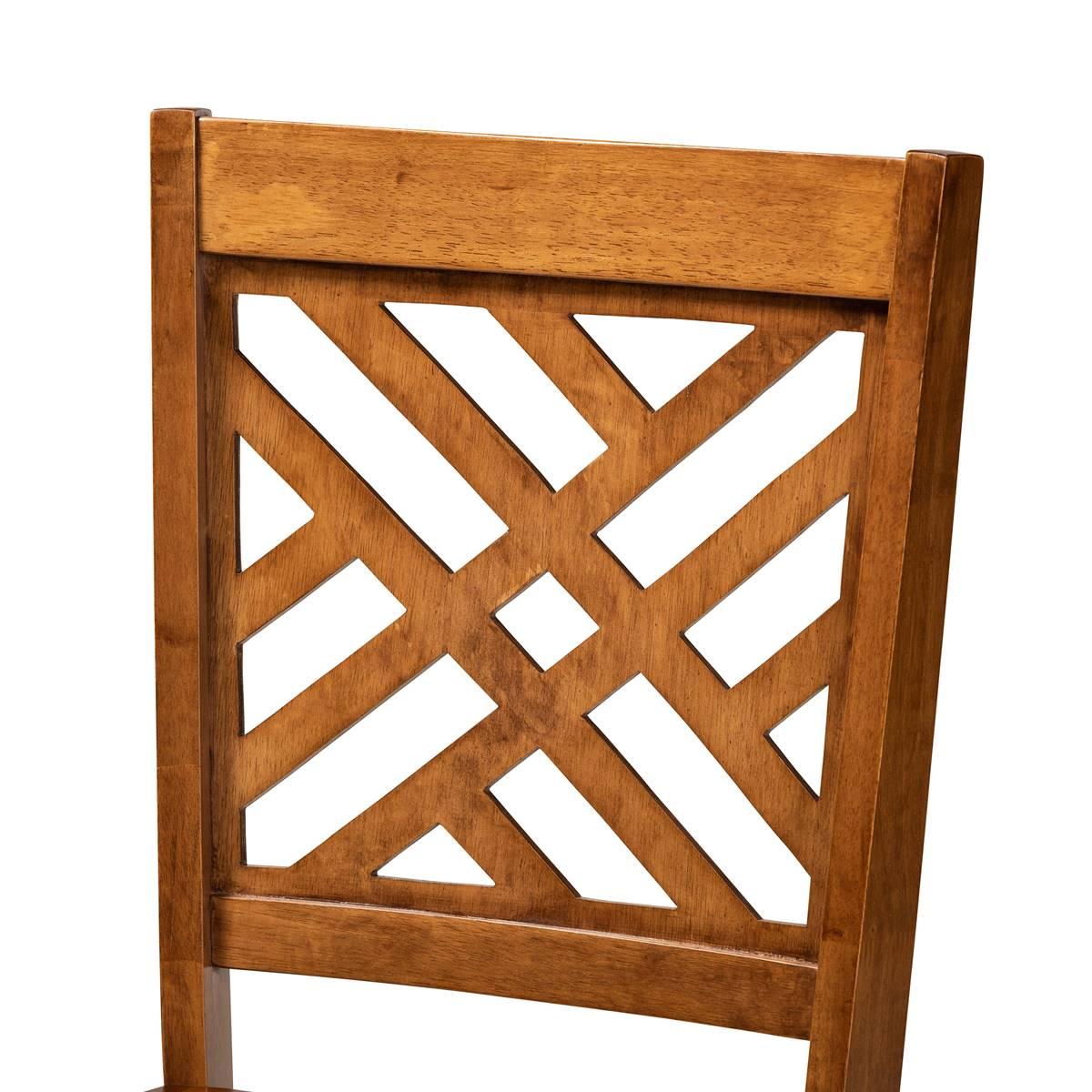 Baxton Studio Caron Walnut Brown Wood 2pc. Dining Chair Set