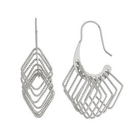 Fine Faux Rhodium Plated Gypsy Square Earrings