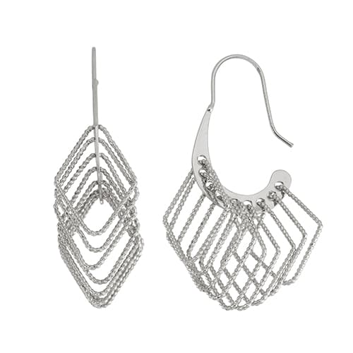 Fine Faux Rhodium Plated Gypsy Square Earrings - image 