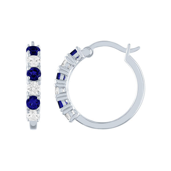 Gemstone Classics&#40;tm&#41; Created Blue/White Sapphire Silver Earrings - image 