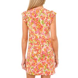 Plus Size MSK Cap Flutter Sleeve V-Neck Floral ITY Shift Dress