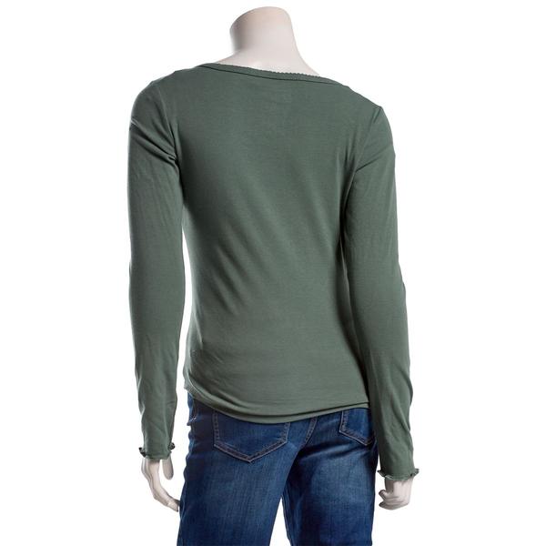 Juniors Pink Rose Lace Scoop Neck Snap Button Top -Green