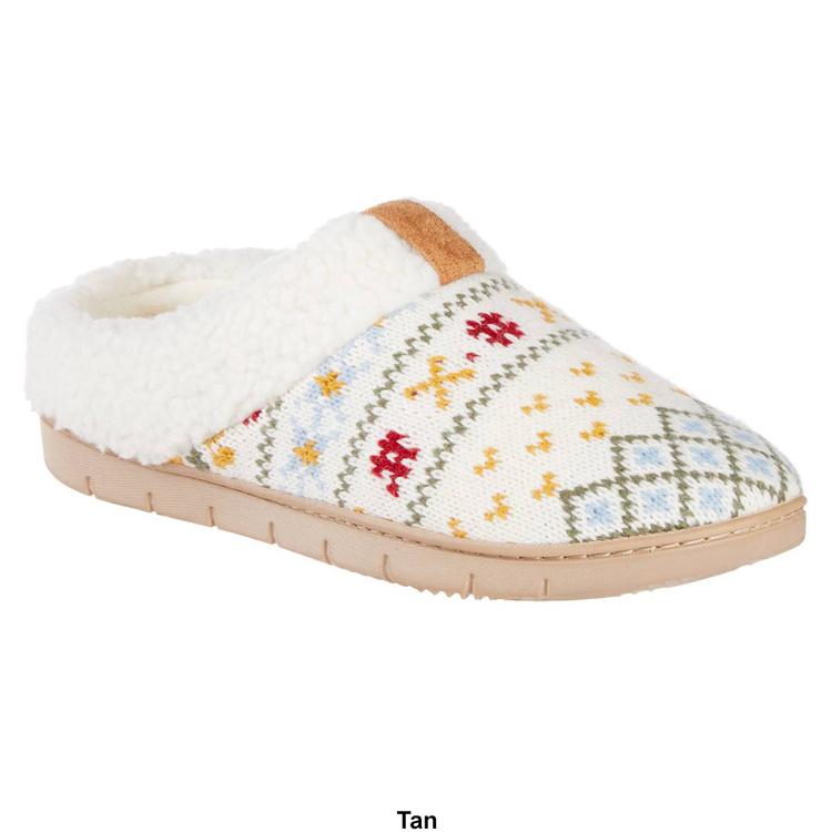 Womens Isotoner Heritage Fair Isle Knit Hoodback Slippers