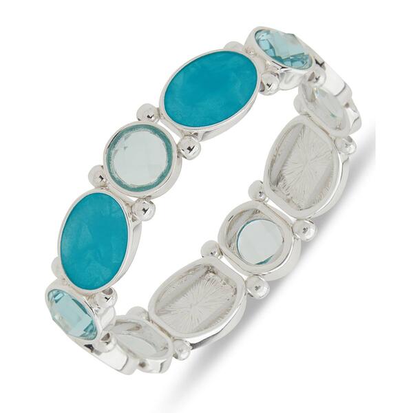 Gloria Vanderbilt Turquoise Oval Stone Stretch Bracelet - image 