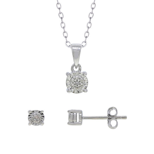Gianni Argento Diamond Accent Round Pendant and Earrings Set - image 
