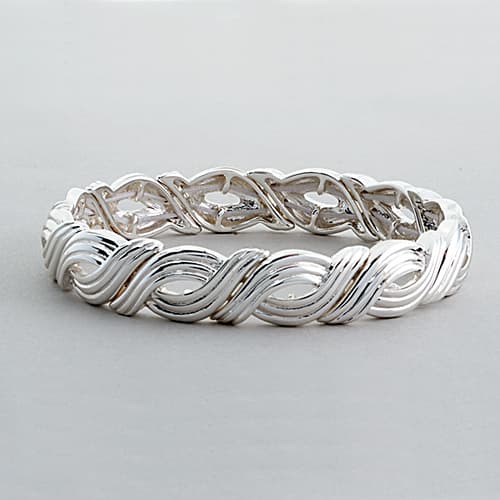 Napier Silver-Tone Chain Link Stretch Bracelet - image 